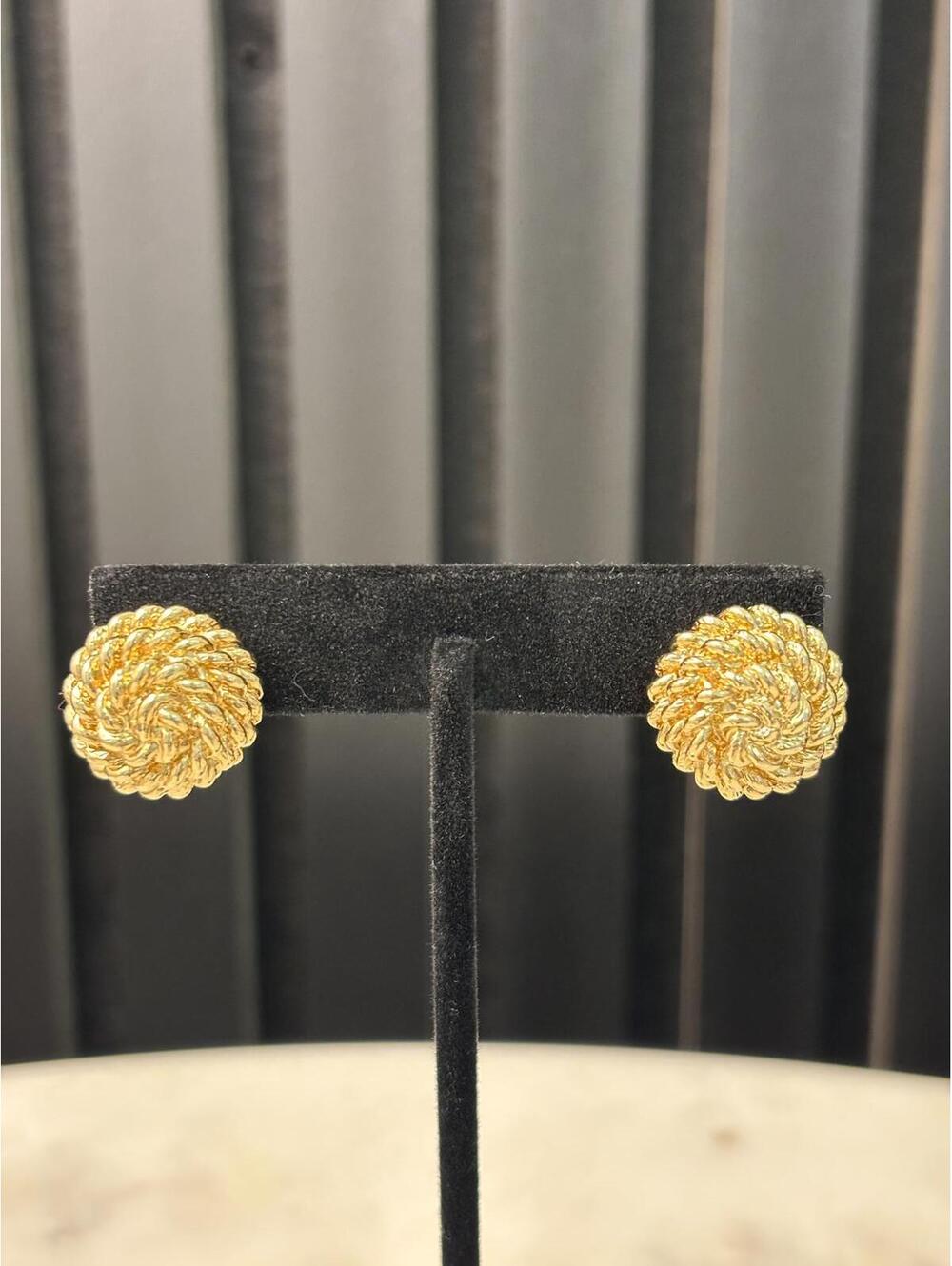 Gold-Tone Textured Round Clip-On Earrings